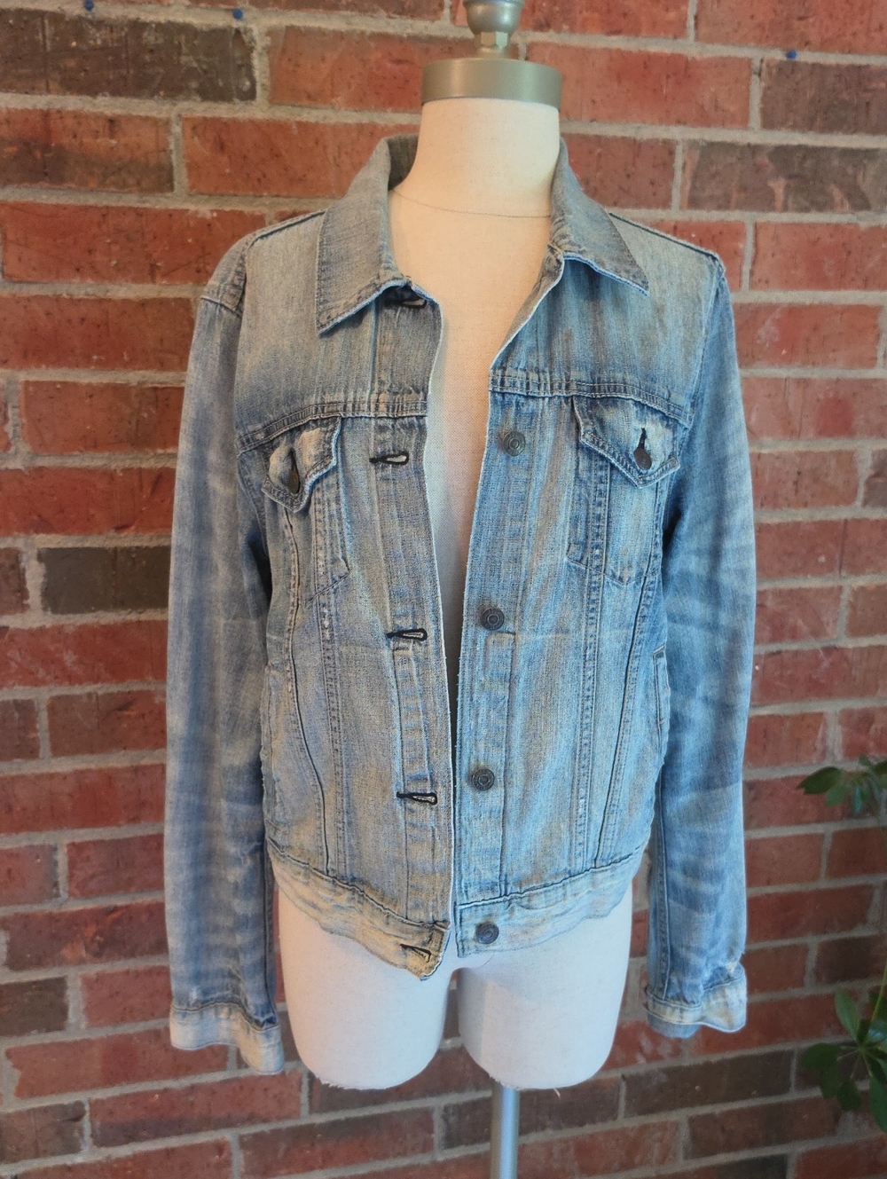 Ralph Lauren Denim & Supply Jean Jacket Blue Paisley Bandana Back Distressed L